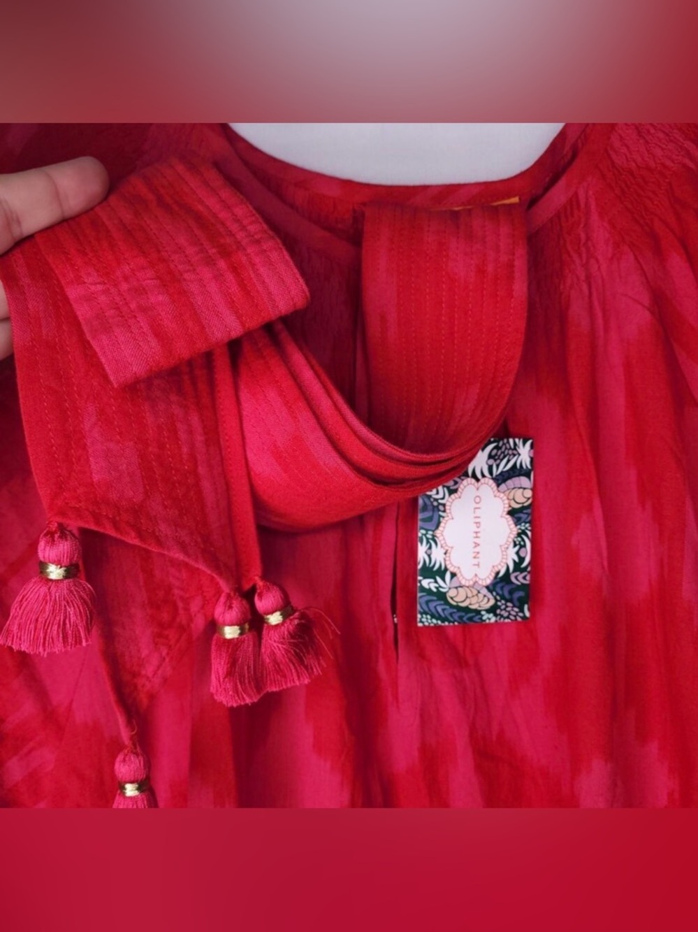 Oliphant Raglan Belted Mini Tashkent Red Size Large NWT - Picture 5 of 6